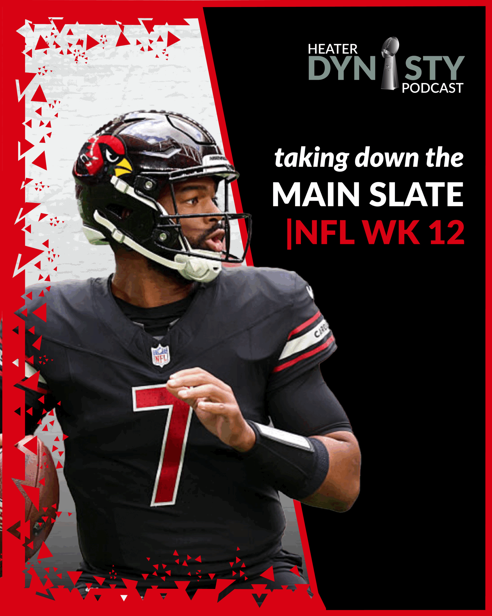 A graphic of NFL Week 12 Daily Fantasy Football players with DraftKings branding, highlighting top DFS picks and strategy for the main slate.